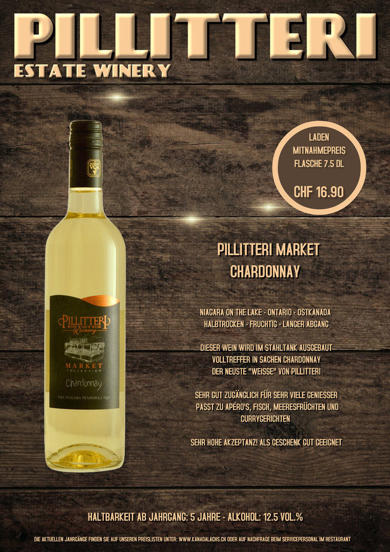 Pillitteri Market Chardonnay VQA, 7.5dl