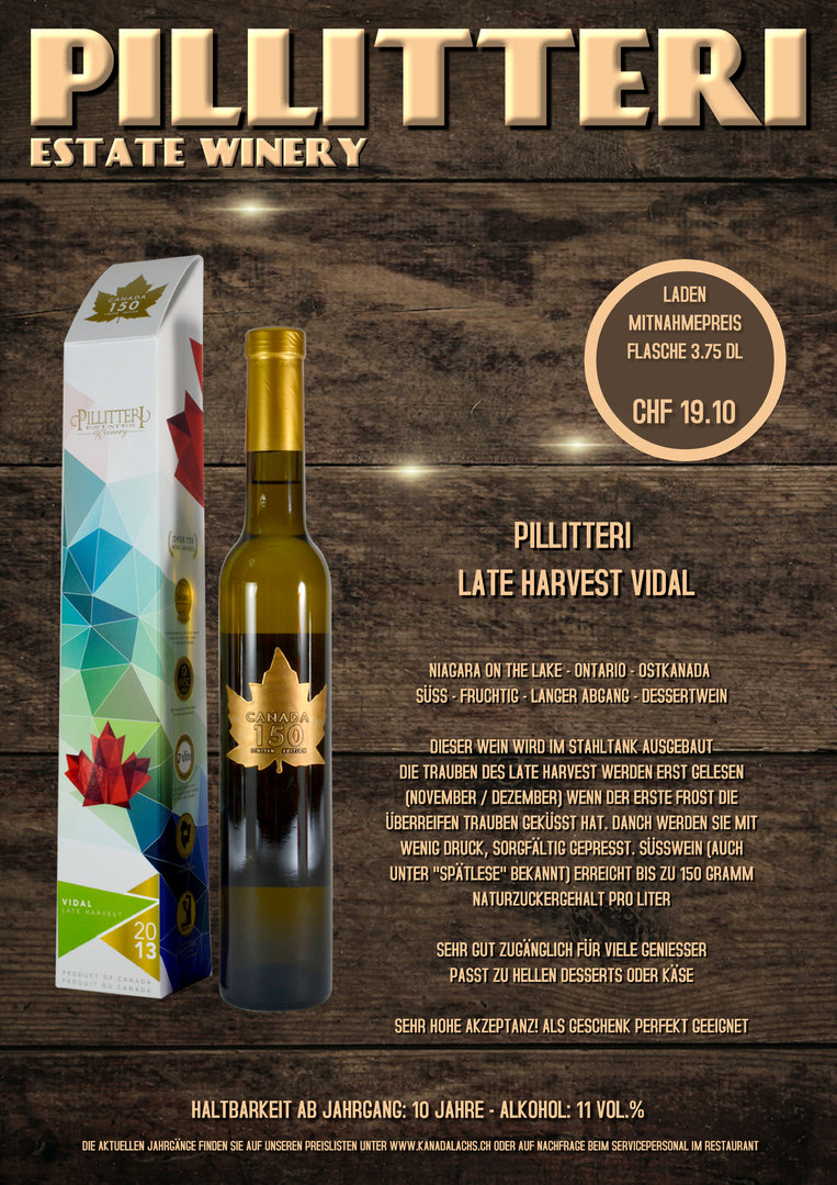 Pillitteri, Late Harvest *150* Vidal, VQA, 375ml, 2015